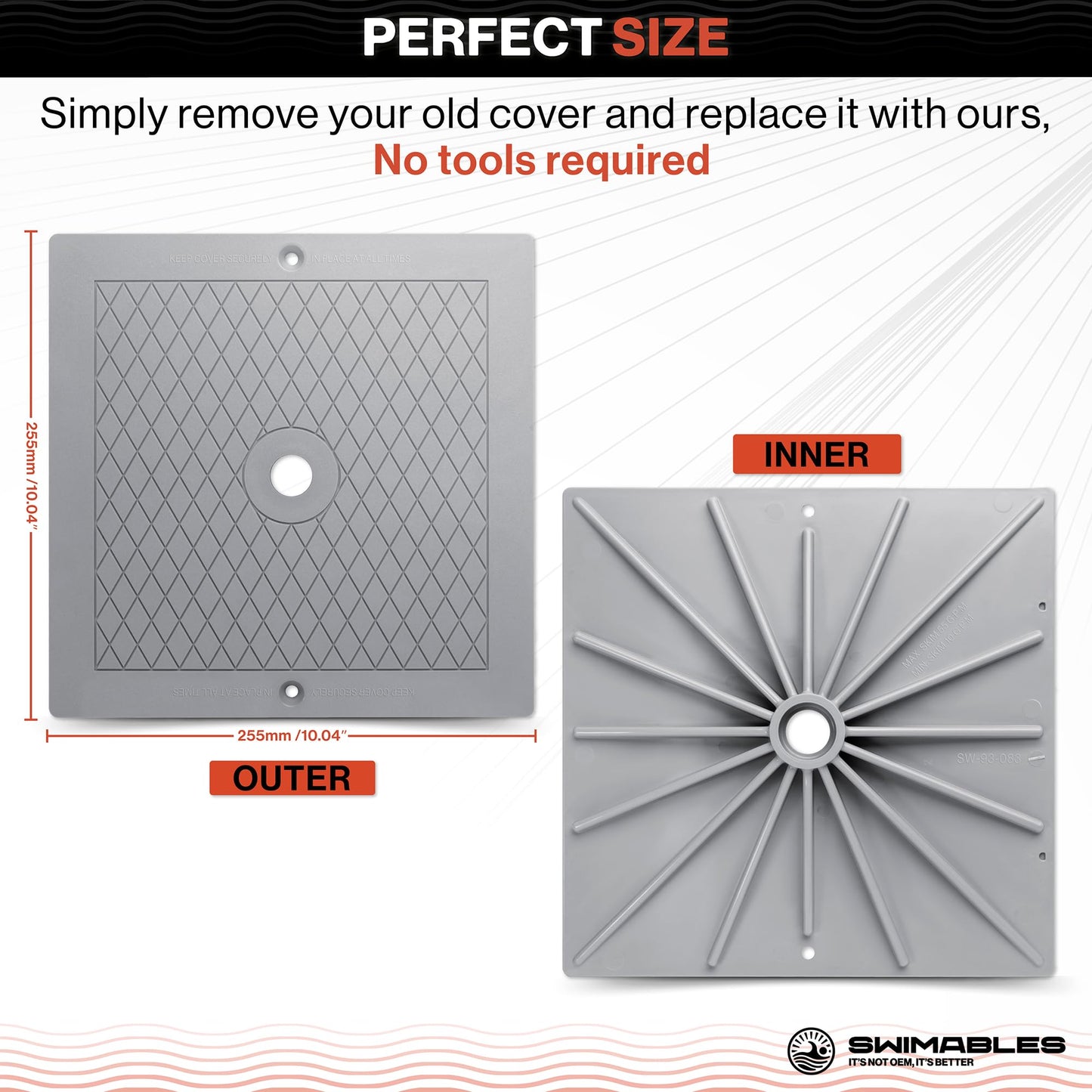 Swimables Pool Skimmer Cover Plate 10" Skimmer Lid Replacement SPX1082E, SP082, 1083, 1084, 1085 and S1086 | Industrial Grade Pool Skimmer Lid Compatible with 1082 Series Hayward Skimmers (Gray)