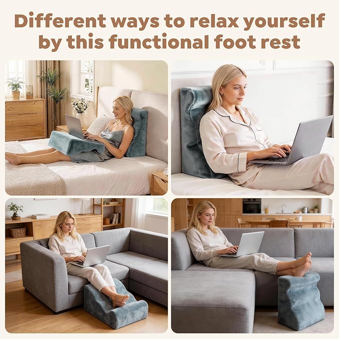 Foot Rest Under Desk Versatile Footrest with Heel Support,Ergonomic 3-Tier Foot Stool for Office, Under Desk, Chair Gaming Chair & Sofa, Leg Elevation Pillow,Supports Posture