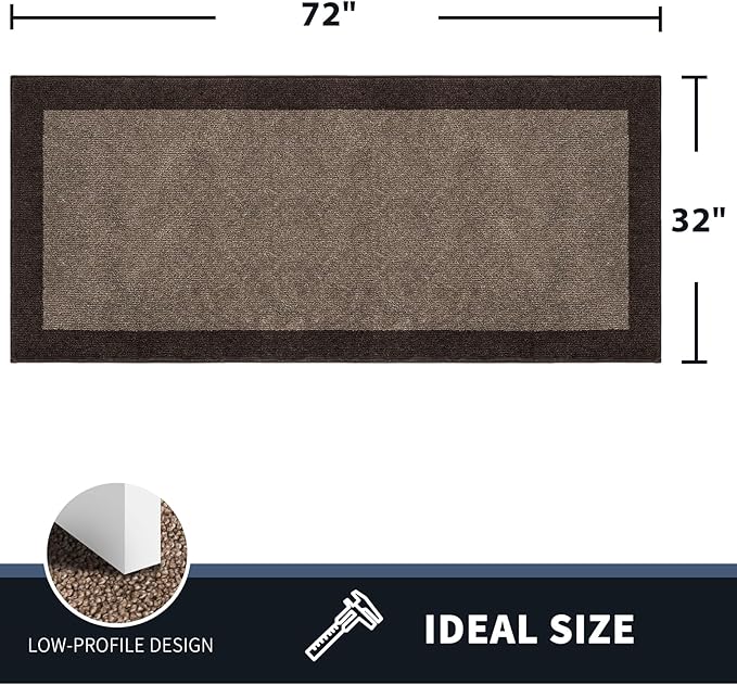 PURRUGS Dirt Trapping Door Mat 32" x 72", Non-Slip Washable Entry Mat, Dog Doormat, Front Door Mat, Super Absorbent Entrance Mat for Muddy Shoes & Paws, Grayish Brown & Coffee