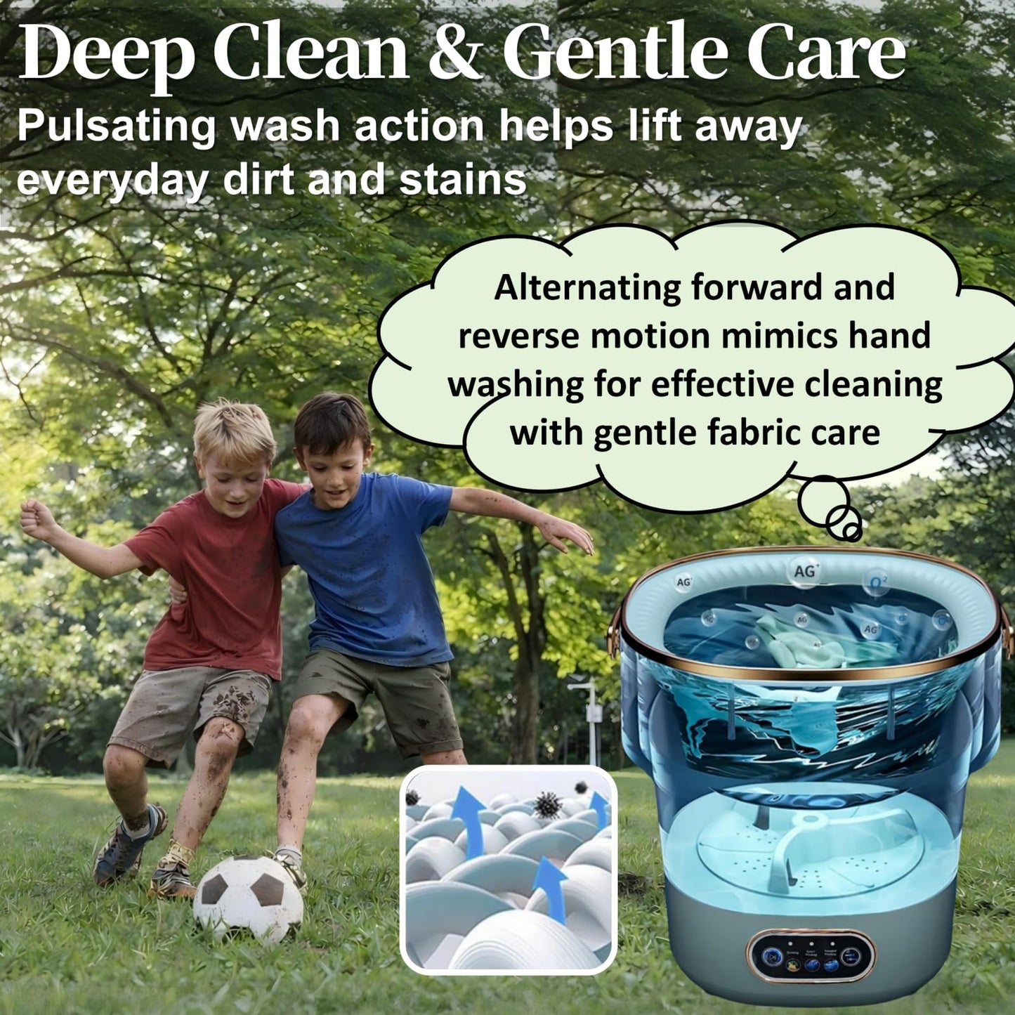 LumenOrbit Portable Washing Machine with Spin Basket, Upgraded 16L Foldable Mini Washer【5-Min Wash・3-Min Spin・1-Year Manufacturer Warranty】Small Washing Machine for Travel, Dorms, RVs, Camping (Gray)