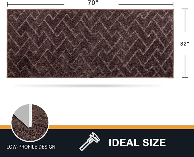 PURRUGS Dirt Trapping Door Mat 32" x 70", Non-Slip Machine Washable Entry Rug, Dog Doormat, Indoor Front Door Mat, Super Absorbent Entryway Rug for Muddy Shoes & Paws, Brown