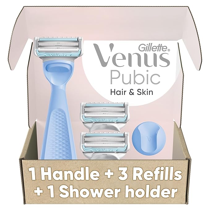 Gillette Venus Intimate Grooming Women's Razor for Pubic Hair and Skin, Bikini Razor, Handle + 3 Razor Refills