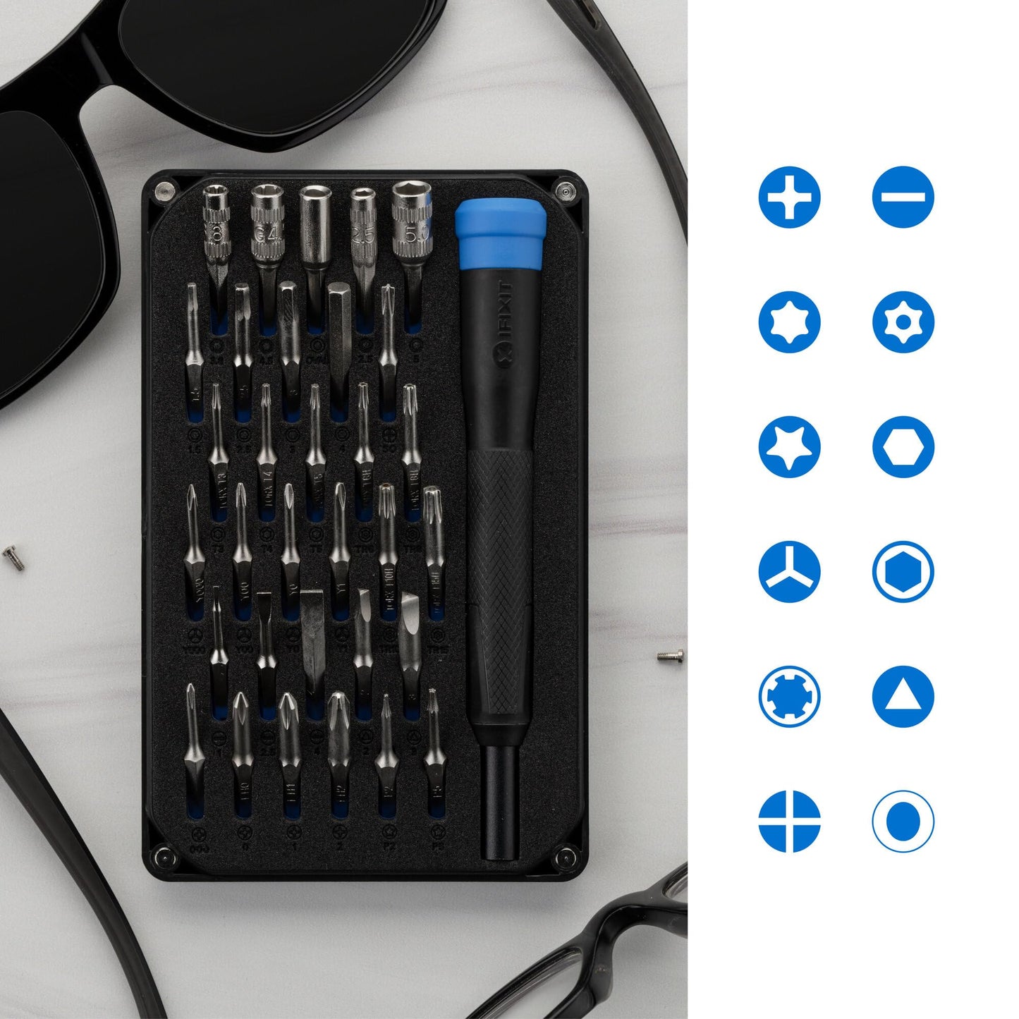 iFixit Moray Driver Kit - 32 Precision Bits for Smartphones, Game Consoles & Small Electronics Repair