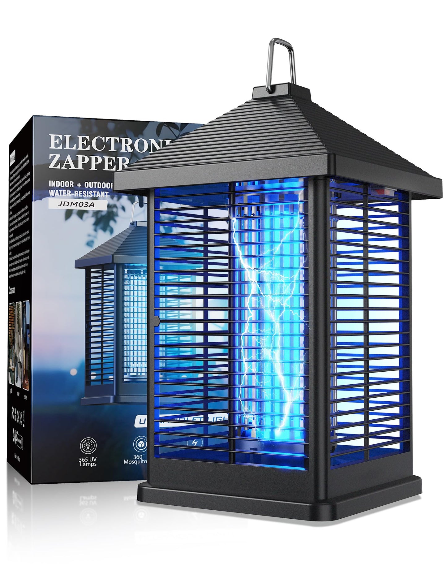REOGLE Bug Zapper Indoor & Outdoor with Auto Smart Light Sensor, 4000V Electric Mosquito Zapper, Insect Fly Trapper, Covers 2100 sq ft, IPX4 Waterproof Mosquito Lamp for Patio, Garage, Backyard, Porch