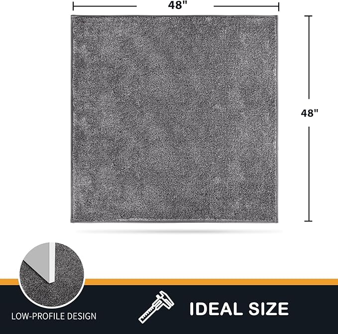 PURRUGS Dirt Trapping Door Mat 48" x 48", Non-Slip Machine Washable Entryway Rug, Dog Doormat, Indoor Front Door Mat, Super Absorbent Entry Rug for Muddy Shoes & Paws, Light Grey-Dark Grey