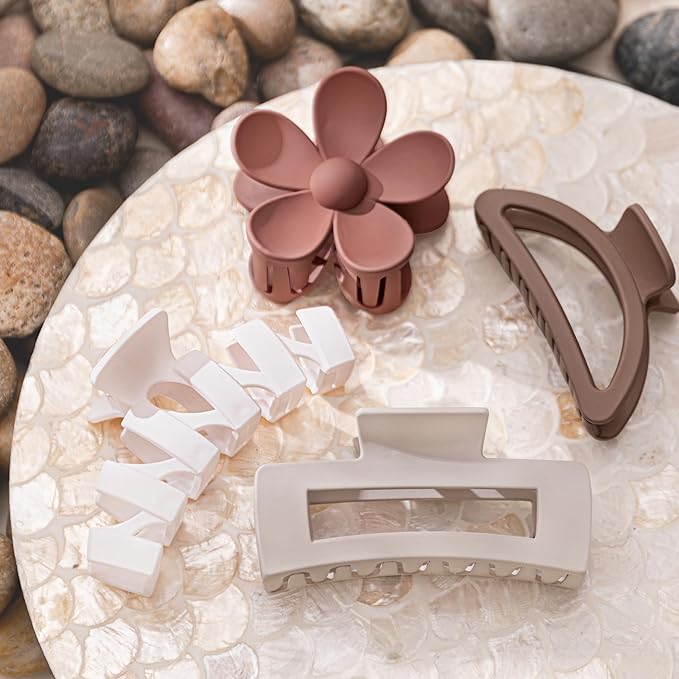 8PCS Hair Clips for Women, Flower Claw Clips for Thick Hair, Non-Slip Hair Accessories with Multi-Styles, Different Color Hair Claw Clips and Variety Pack, Ideal for Girls