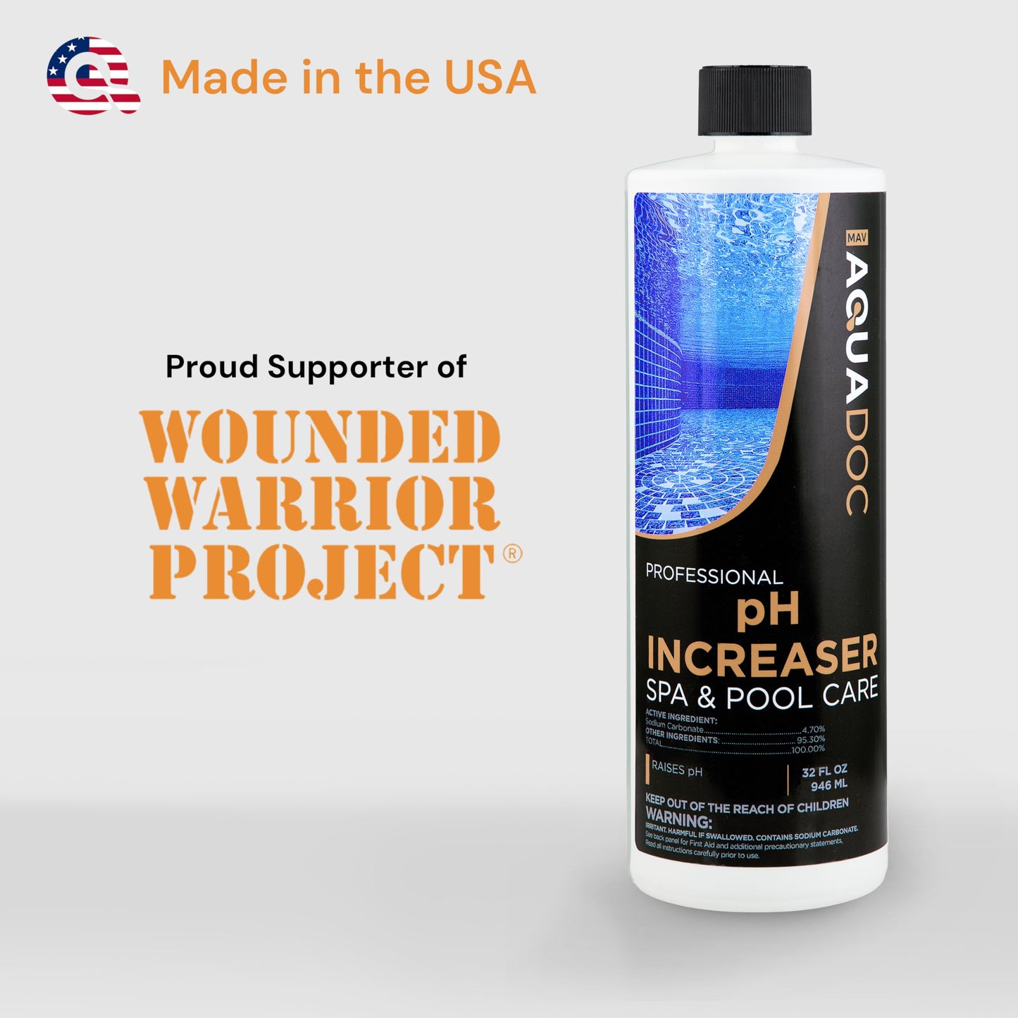 AquaDoc Spa pH Increaser for Hot Tub - 32oz - Spa pH Up for Water Balance - Hot Tub Chemicals Made in USA