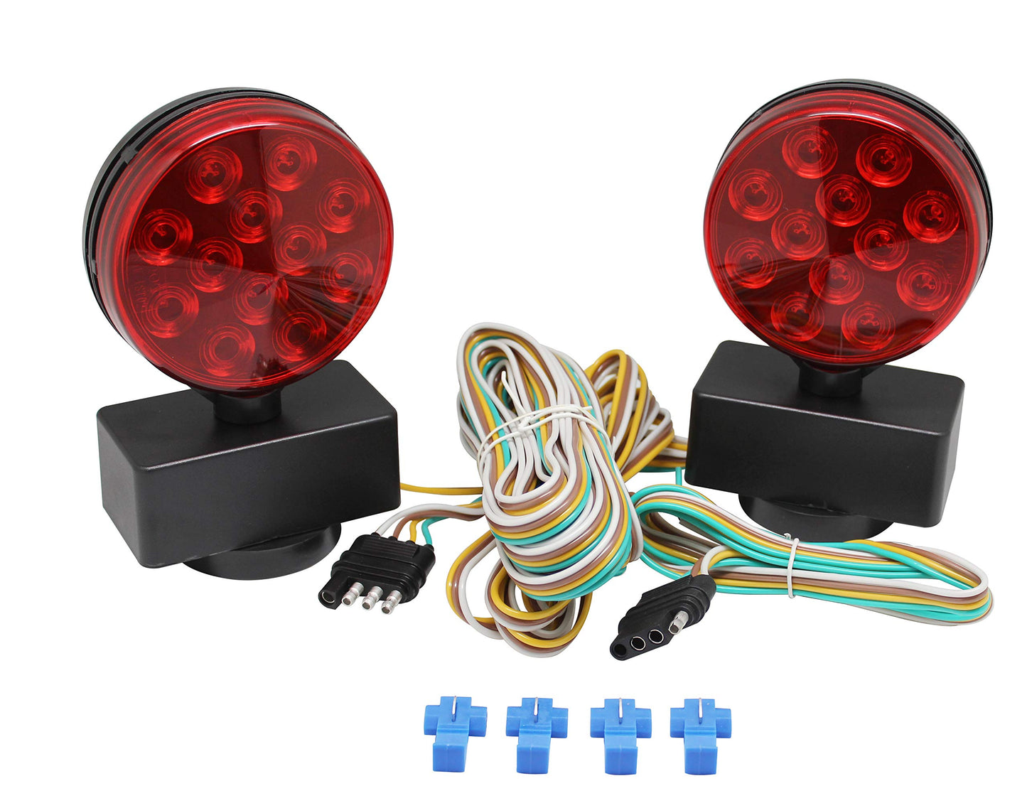 MaxxHaul Magnetic LED Towing Light Kit 12V DOT Compliant Stop Tail and Turn Signal Set with 20 ft Wiring Harness and 4 Pin Connector for Trailers Trucks RVs and Campers (50015)