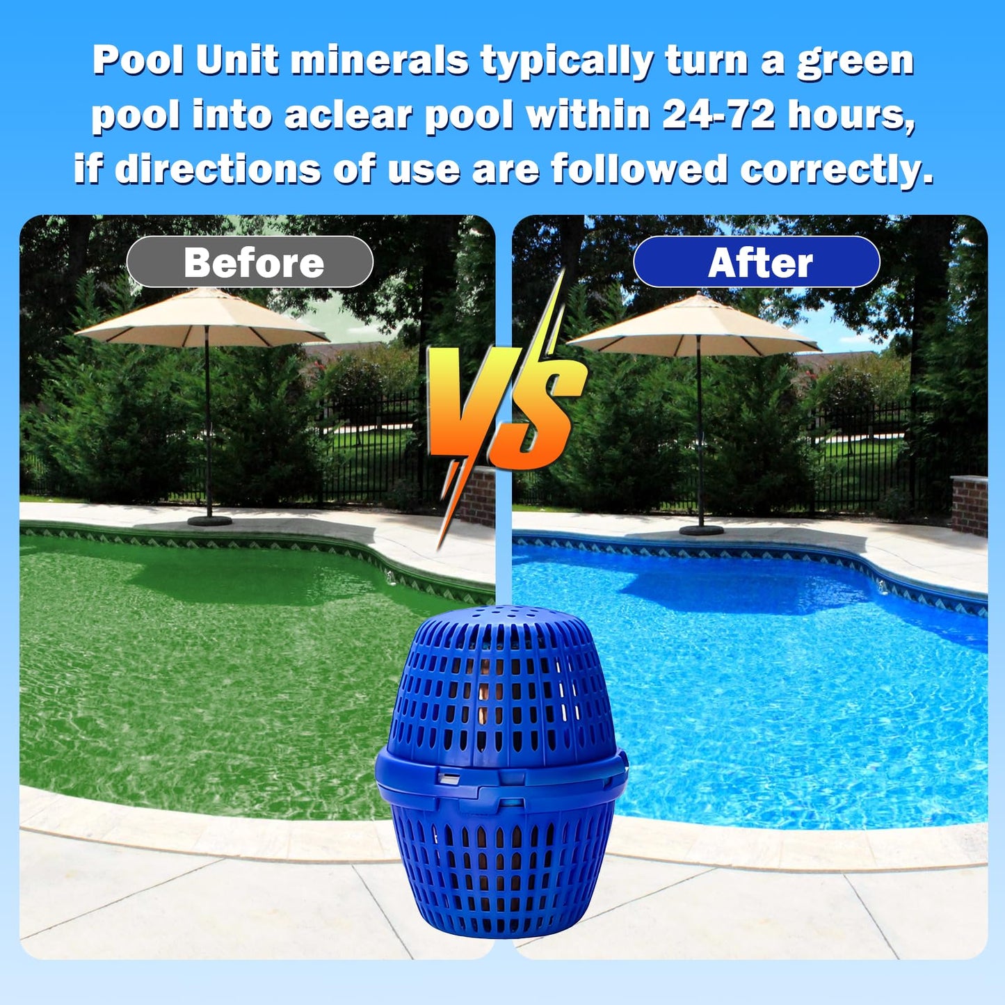 7.5k-20k Gallons Blue Pool Unit Replacement Mineral Cartridge for Pool RX,Compatible with Above Ground and Inground Pools Filter Replacement, up to 6 Months