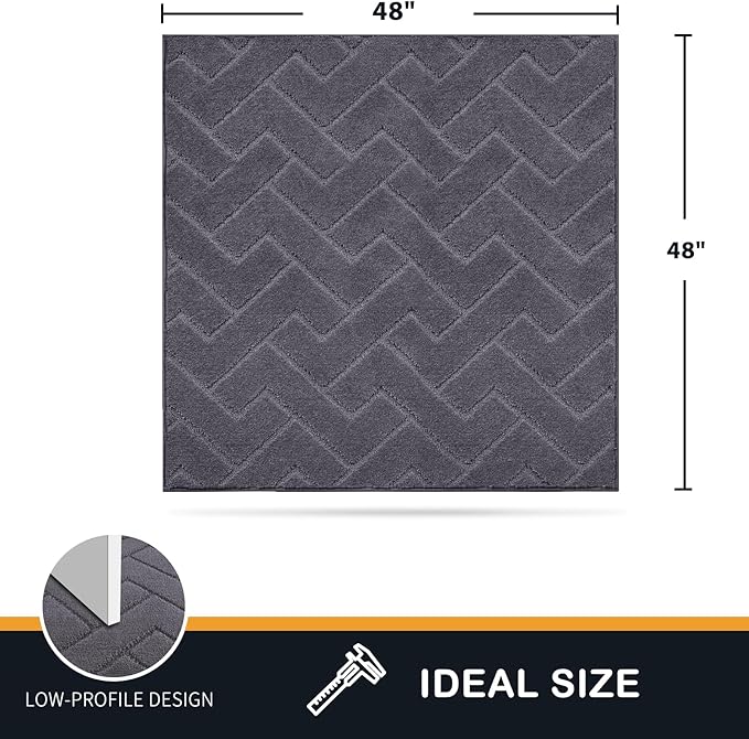 PURRUGS Dirt Trapping Door Mat 48" x 48", Non-Slip Machine Washable Entry Rug, Dog Doormat, Indoor Front Door Mat, Super Absorbent Entryway Rug for Muddy Shoes & Paws, Grey