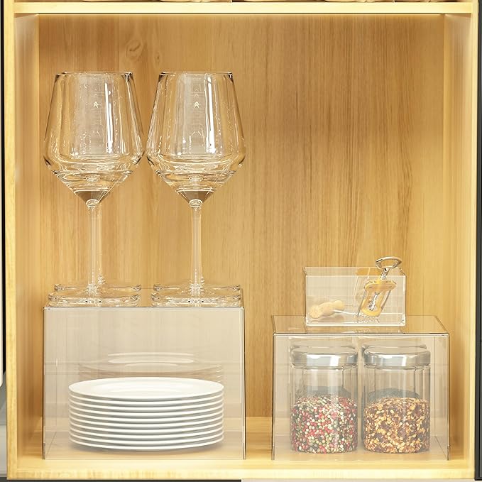 6 Pcs Clear Acrylic Boxes for Display as Buffet Risers and Stands, Food Risers for Party, Table, Stands, including 8", 7", 6", 5", 4", 3" (Small, 6Pcs, Clear)