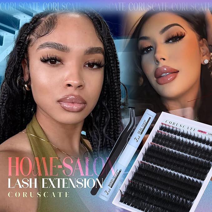 CORUSCATE Spiky Lash Clusters Kit 120D Volume Cluster Eyelash Extensions Mink Strip Lashes Spikes Mega Style Lash Extension Kit 14-22mm Eyelash Clusters Long Individual Lashes with Lash Cluster Glue