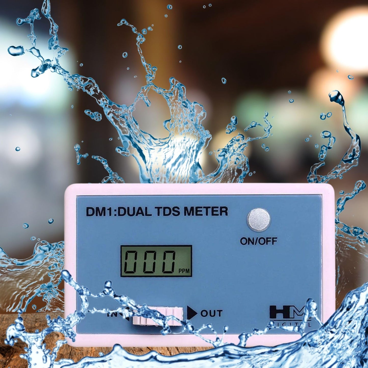 HM Digital DM-1 In-Line Dual TDS Monitor, 0-9990 ppm Range, +/- 2% Readout Accuracy,Blue & White