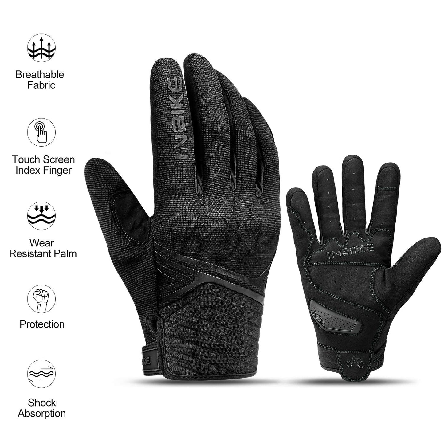 INBIKE Breathable Mesh Motorcycle Gloves Touchscreen with TPR Palm Pad Hard Knuckles Black Small