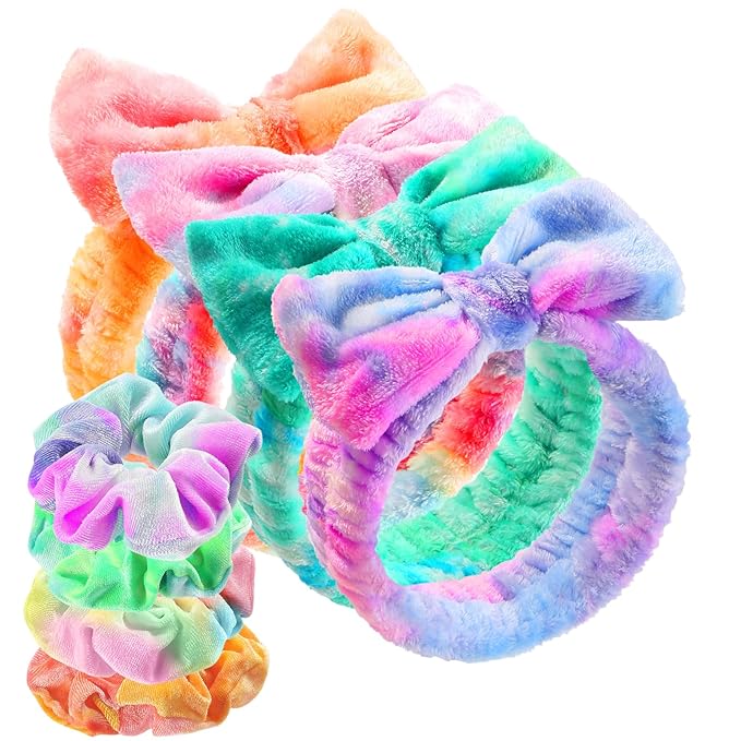 WSYUB Headband for Washing Face, Spa Headband for Teen Girls Skin Care and Makeup, with Hair Scrunchies,Easter Basket Stuffers Gift for Girls