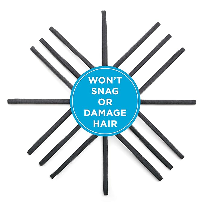 GOODY Women's Ouchless Hairband, 6 Count, Pack of 2 | Thin Hair | Flat | Narrow | Black