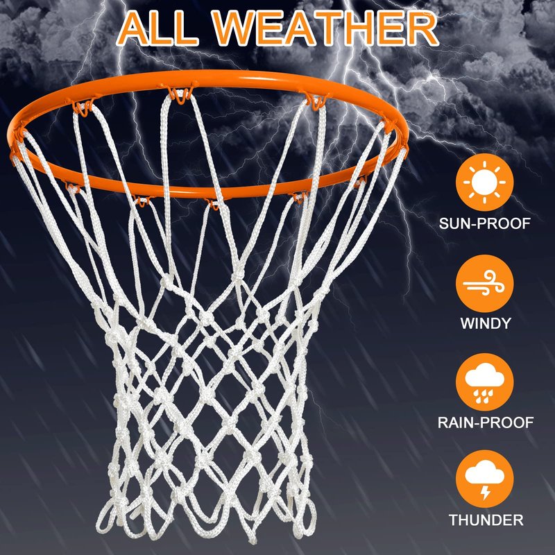 NEIJIANG Basketball Net Replacement Outdoor, Upgraded Thickening Heavy Duty, All Weather Anti Whip, Fits Standard Indoor or Outdoor 12 Loops Rim