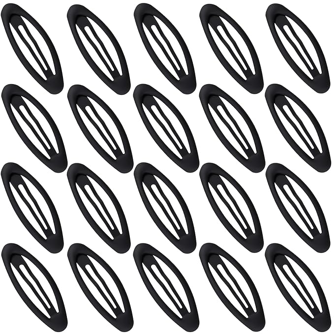20PCS Oval Metal Snap Clips for Women No Slip Small Barrettes for Thin Fine Hair,Matte Black