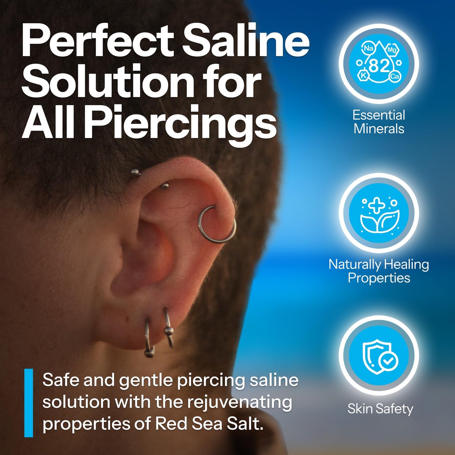 H2Ocean Piercing Aftercare Spray and Keloid Bump Removal– Sea Salt Spray for Body and Facial Piercings– Ear, Nose,Navel,Oral & Body Piercing Cleaner, Aftercare Solution for New Piercings–4oz,Pack of 3