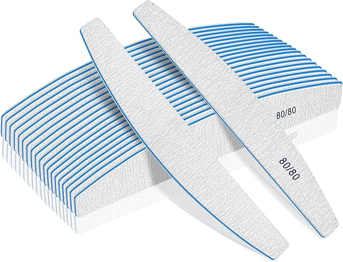 12 PCS Nail Files for Acrylic Nails, 80/80 Grit Nail File for Poly Nail Extension Gel Emery Boards Nail Files Doubled Sides Coarse Washable Nail File Manicure Tools for Home and Salon Use