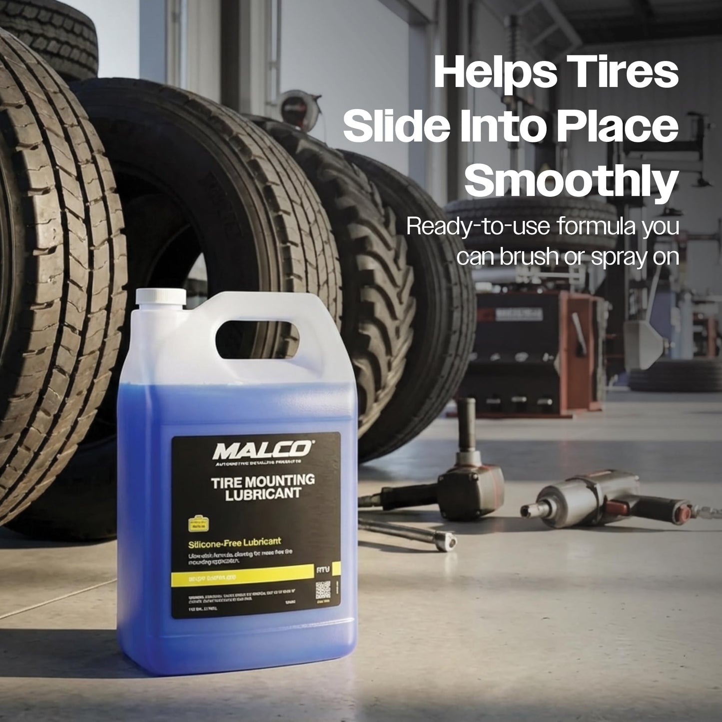 Malco Tire Mounting and Demounting Lubricant with Applicator - Tire Lube for Changing Tires/Improved Bead Seal & Rust Protection for Automotive, Truck, Farm, and Construction Tires