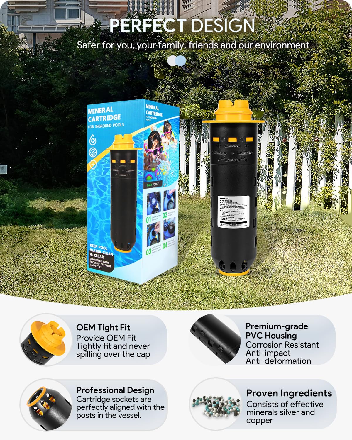 Replacement for Nature2 Duoclear 25 35 Mineral Cartridge W28000 W28001 Fit for All Zodiac DuoClear Fusion Soft Vision Pro Above Ground Ingroud Pool system, for up to 35,000 Gallons Pool