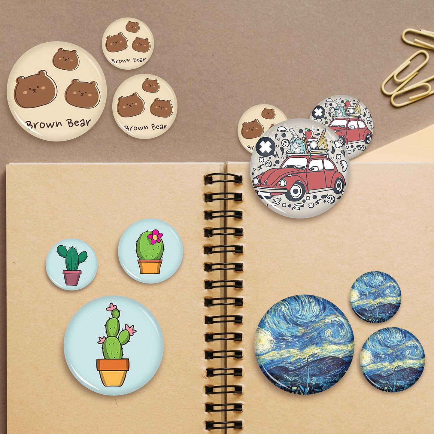Onemorello 200 Sets Button Maker Supplies, 1.26 inch / 32mm Button Parts Buttons Supplies, Approx. 1.25 in Blank Badge Parts with Blank Paper for Buttons Maker Machine Pin Maker Press