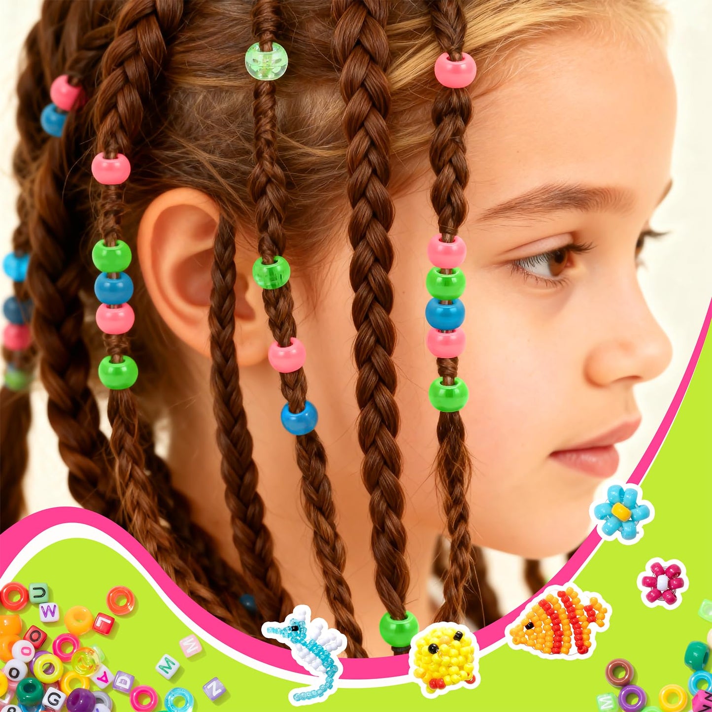 Simetufy 10000Pcs Pony Beads Bulk, 30 Colors Rainbow Kandi Beads for Hair Braiding Bracelet Making Kandi Jewelry Key Chains DIY Crafts Gifts Christmas Gifts (5.73lb, Stack Box)
