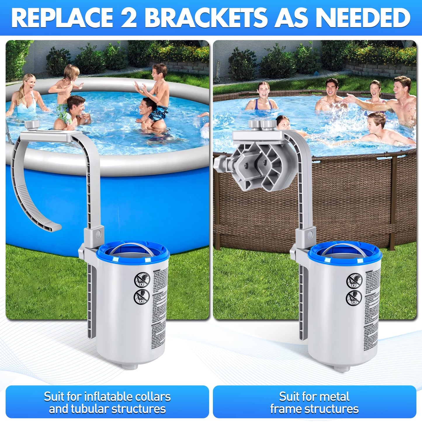 Sinbyuer Above Ground Pool Skimmer, Height Adjustable Wall Mount Pool Skimmer, Enhanced Structure Floating Pools Surface Skimmers for Above Ground Pools, Maintenance Kit-Auto Skimming Surface Debris