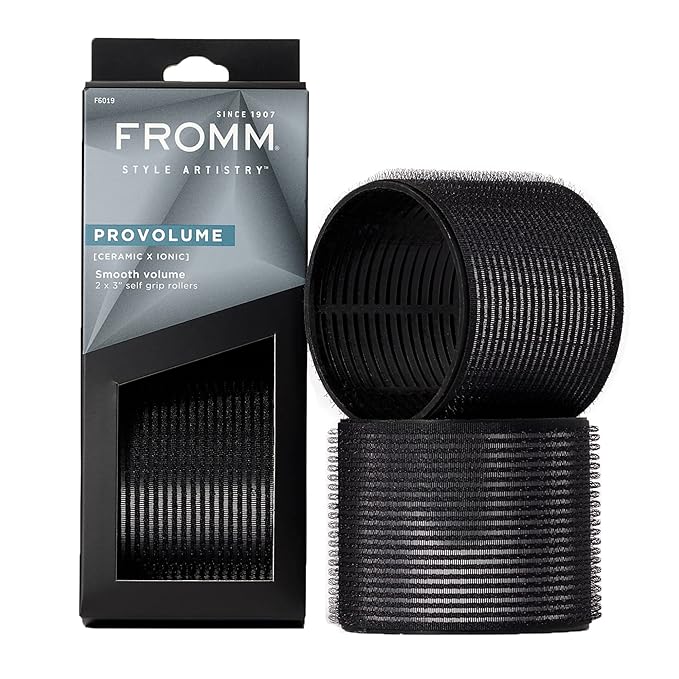 Fromm ProVolume 3" Self-Grip Ceramic Ionic Thermal Hair Rollers, 2 Count, Large Salon Quality Hair Curlers for Long Hair and Curtain Bangs