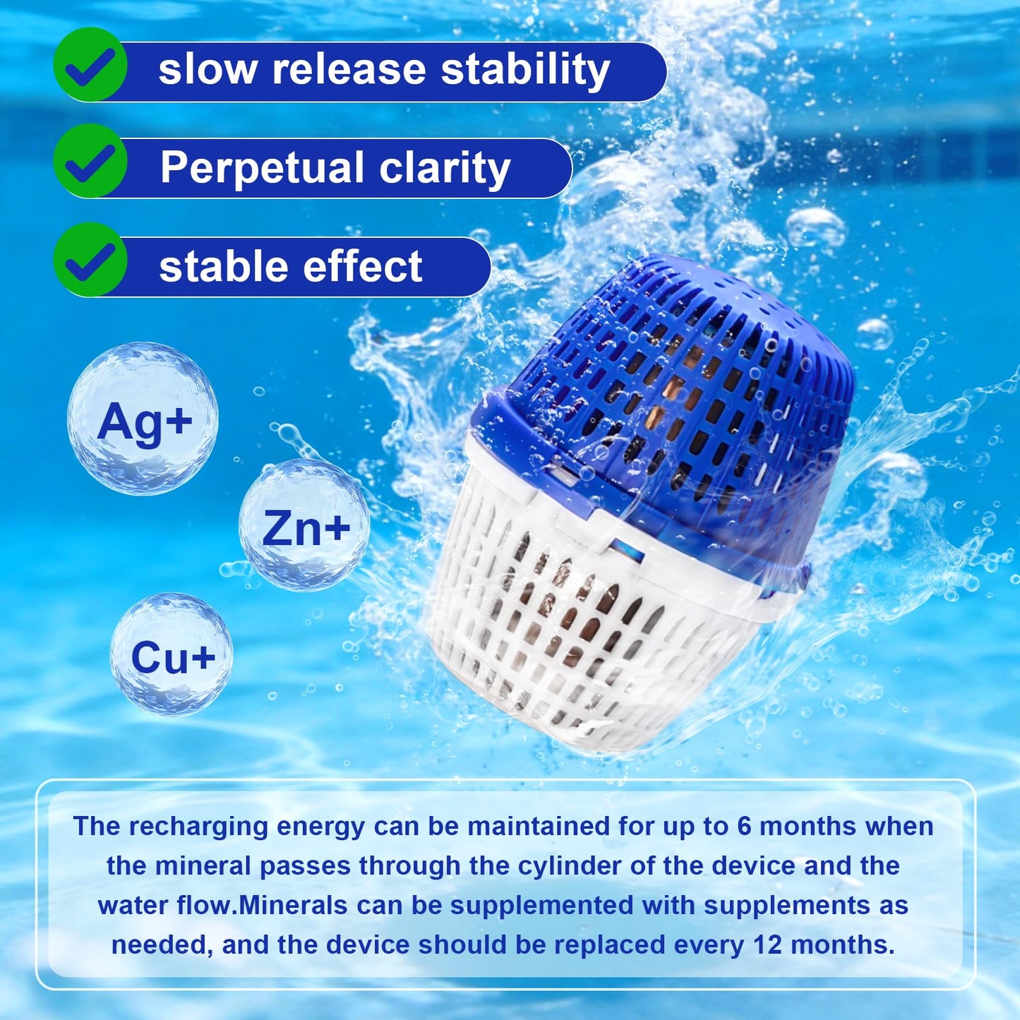 Pool Unit 7.5k-20k Gallons Replacement for PoolRX, Compatible with Mineral Cartridge Pool Inground Filter Replacement