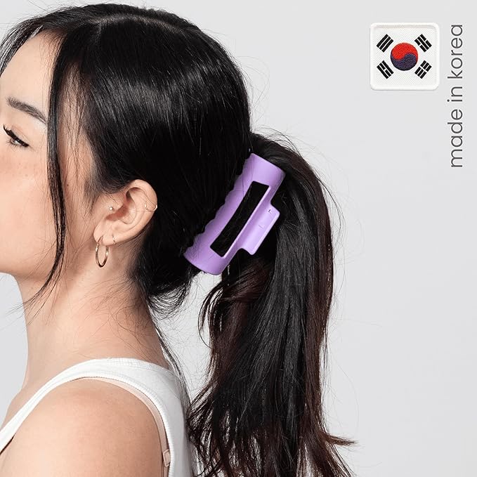 The Original Mello Hair Claw Clip Squishy Claw Clip Made in Korea Patent Pending 30021976 (Purple, Medium)