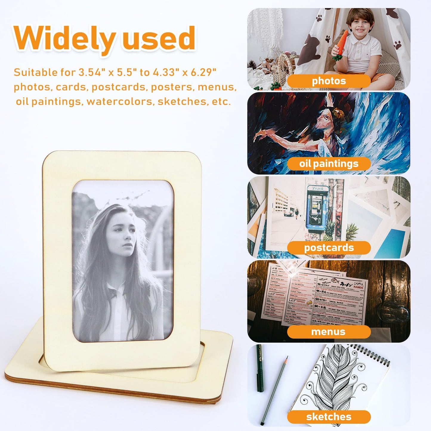 VOKOY 15 Pack Wooden Picture Frames for Crafts,DIY Wood Craft Picture Frames for 4" x 6" Photos,Unfinished Standing Photo Frames DIY Crafts Wood Decorate for Mother's Day Birthday Party Gifts