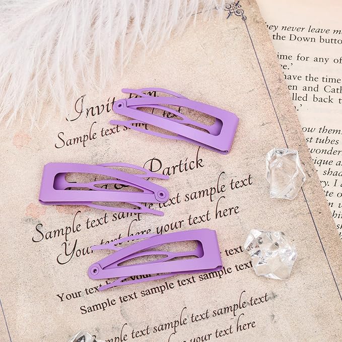 Chinco 24 Pcs Double Grip Hair Clips Metal Snap Clips Women Barrettes for Hair Making, Salon Supplies(Light Purple,2 Inch)