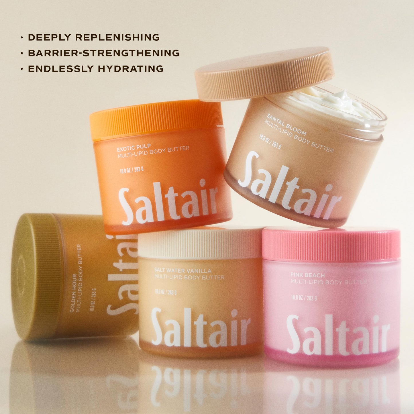 Saltair Multi-Lipid Body Butter – Hydrating 24-Hour Moisture – Body Cream for Soft Skin & Barrier Support – Ceramides, Coconut Oil & Shea Butter for Dry Skin Care – Coral Coast, 10oz