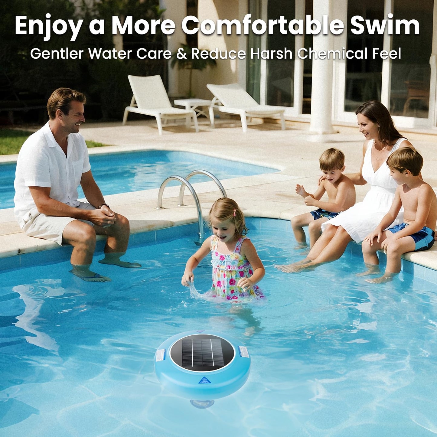 Solar Pool Ionizer – Durable Copper Anode & Oversized Solar Panel for Pools Up to 45,000 Gallons, Maintain Water Clarity with Minimal Maintenance