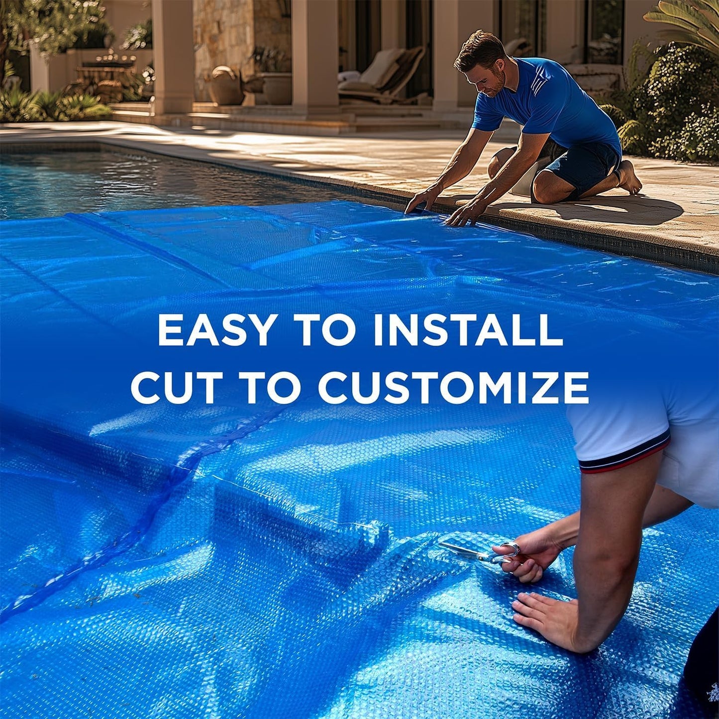 Shop Square 12 x 24 Foot Rectangle Solar Pool Cover for Inground and Above Ground Pools, 16 Mil - Premium Heavy Duty Solar Blanket for Above Ground Pool, Blue - Made in USA