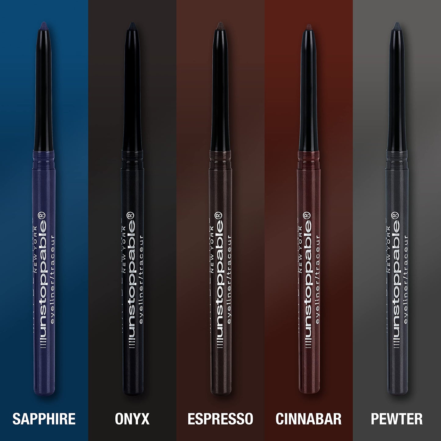 Maybelline Unstoppable Waterproof Mechanical Grey Eyeliner Pencil, Easy to Apply, Smooth Glide, Up to 24 Hour Wear, Pewter, Pack of 2