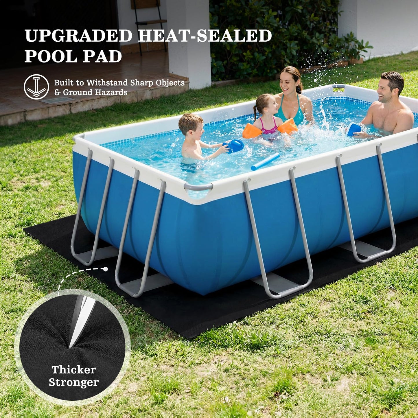 UIRWAY 12 x 20ft Rectangle Pool Liner Pad for Above Ground Pool, [2026 New 300G/M² Thicker Heavy Duty] Black Geotextile Swimming Pool Floor Liner, Puncture Resistant Pool Base, Weed Barrier Protection