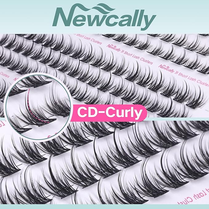 Short Lash Clusters Natural Wispy 8-12MM Eyelash Clusters Eyelash Extension Kit CD-Curly Individual Lashes Kit DIY Lash Extension at Home Long-lasting Effect by Newcally