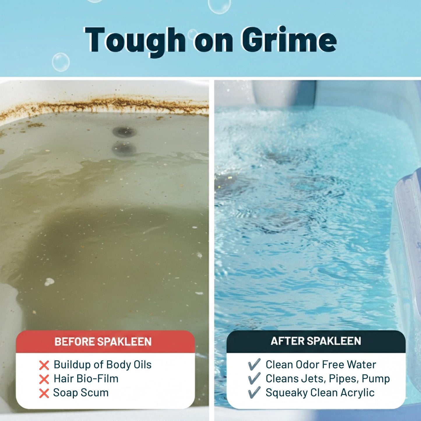 SpaKleen Jetted Tub Cleaner – Unscented, Septic Safe Powder for Whirlpool & Jacuzzi | 10 Cleanings Per Pouch | Fast 15-Minute Action | Removes Sludge, Soap Scum & Black Flakes | Made in USA