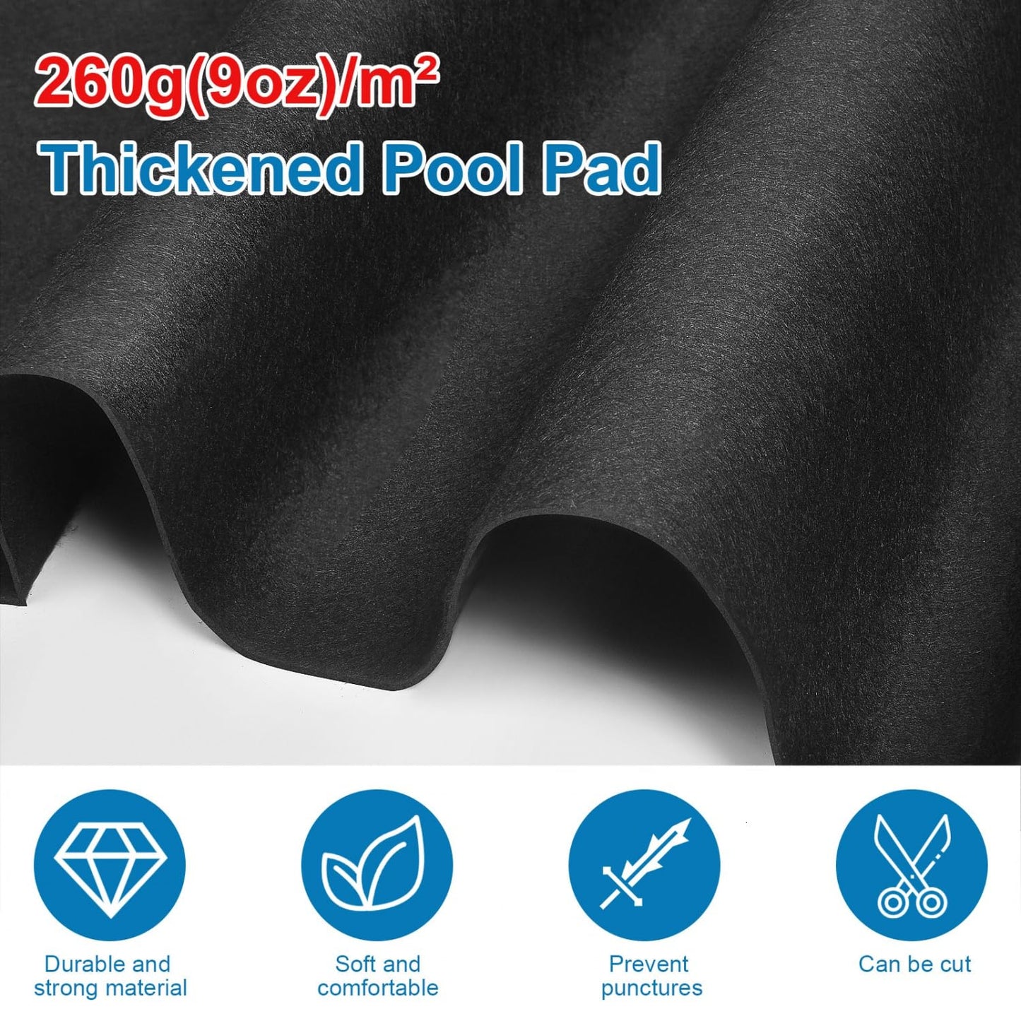 Gonioa 10 FT Pool Pad for Above Ground Pools, Pool Liner Pad Under Pool Mat for Above Ground Swimming Pools or Hot Tub Mat, Under Pools Ground Pad