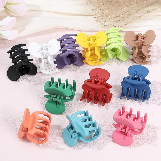 12Pcs Hair Clips for Women 1.8 Inch Small Claw Clips for Thin Hair Medium Hair Claw Clips for Thick Hair Accessories for Women Girls (Dopamine)