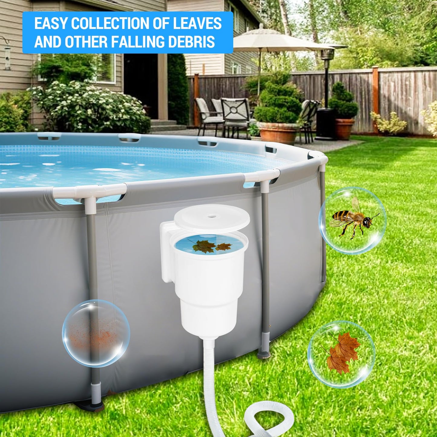 SNMUMU Universal Above Ground Pool Skimmer Kit, Heavy Duty Through Wall Pool Skimmers, Surface Skimmer for Pools for Filter Leaves, Hair, Bugs, and Impurities (Grey)