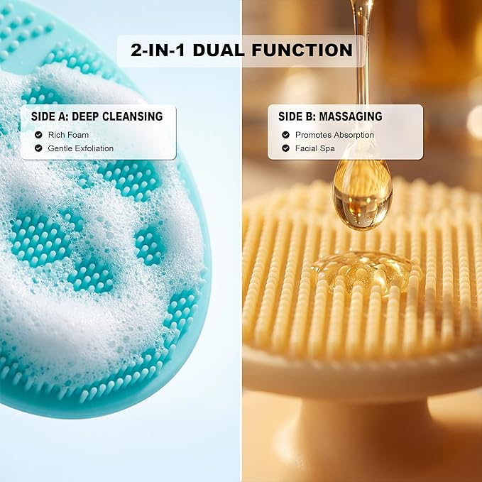4 Pack Face Scrubber,JEXCULL Soft Silicone Facial Cleansing Brush Face Exfoliator Blackhead Acne Pore Pad Cradle Cap Face Wash Brush for Deep Cleaning Skin Care(Multicolor A)