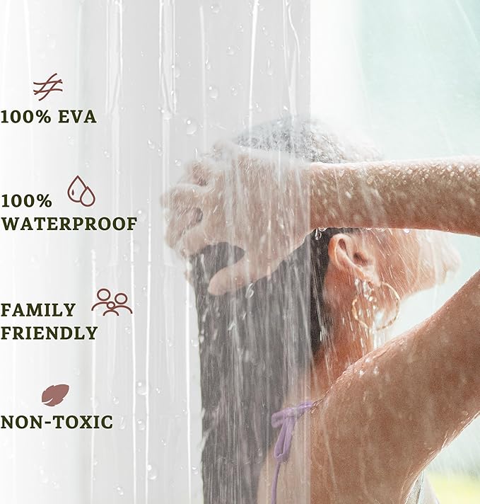 Barossa Design Extra Heavy Duty Shower Curtain Liner Thick - Soft Plastic Shower Liner Waterproof with Grommets & 3 Magnets, Clear, 72"x72"
