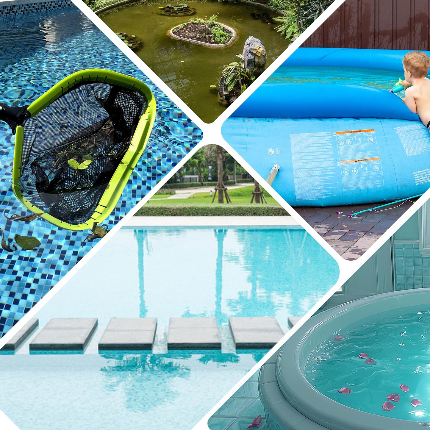 Sepetrel Pool Net,Professional Swimming Pool Leaf Skimmer Nets for Cleaning with Double-Layer Deep Big Bag,Heavy Duty Aluminum Frame & Handle Rake(Pole Not Included)