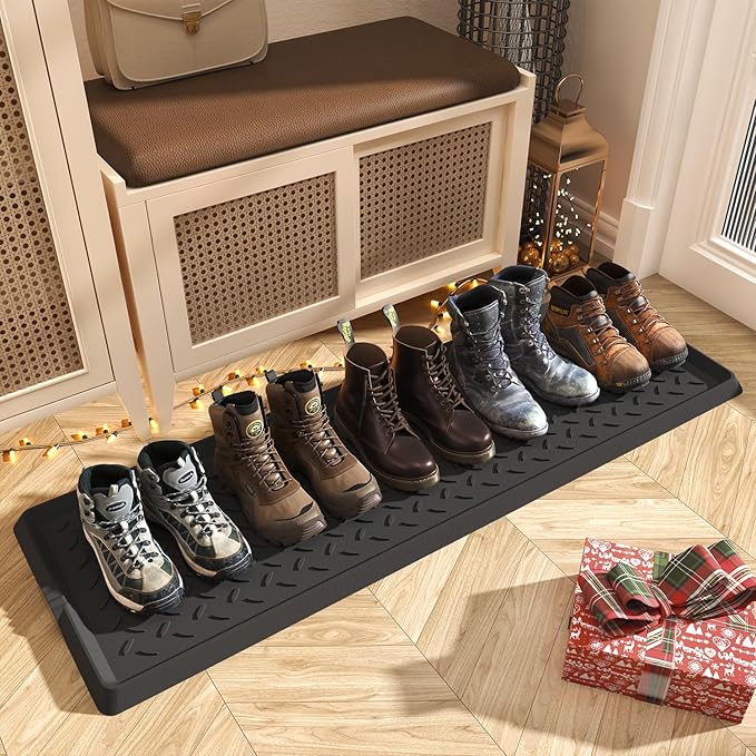 Extra Large Boot Tray 48 Inch Boot Storage Heavy Duty Rubber Mats for Floor Waterproof Shoe Mat Tray for Entryway Multi Use Shoe Rug 16x47.5 Inches