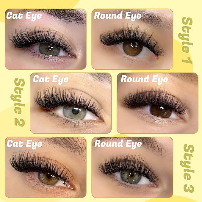Natural Lash Clusters Wispy Eyelash Clusters 3 Styles 10-16MM Cluster Eyelash Extensions CD Curly Individual Lashes 140pcs DIY Lash Extensions with Soft Thin Band
