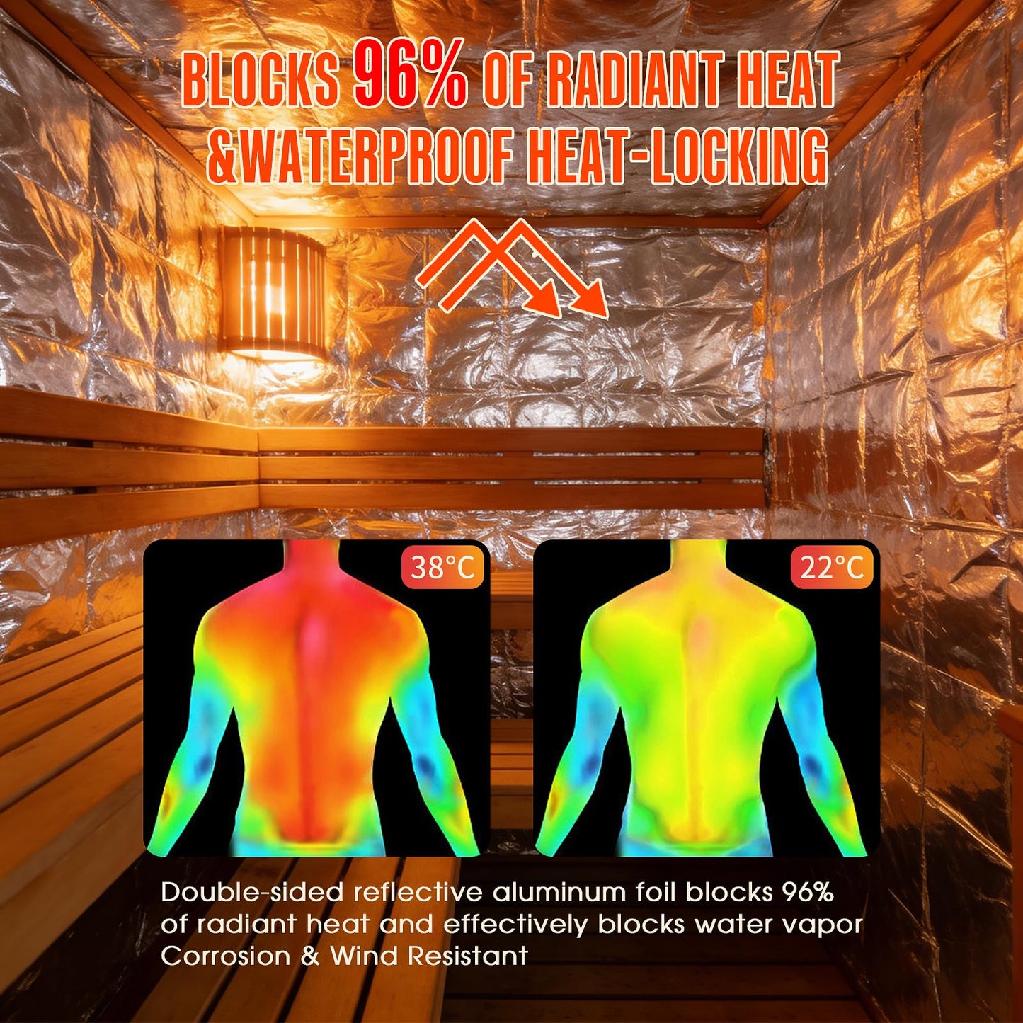 ZXQDRE Sauna Foil Vapor Barrier, 250 sqft Aluminum Insulation Roll Heavy-Duty Non-Perforated Reflective Thermal Barrier for Energy Efficient Sauna, Attic, Garage and Crawl Space (4FT x 62.5FT)